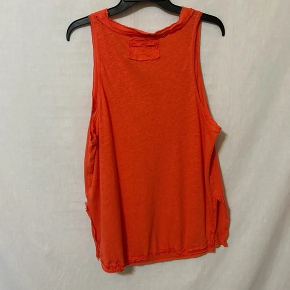 We The Free Bright Orange Buttoned Tank Top - Picture 4 of 4